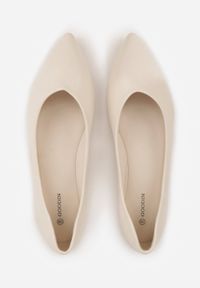 Renee - Jasnobeżowe Balerinki ze Szpiczastymi Noskami w Eleganckim Stylu Lagenaria. Okazja: na imprezę, na co dzień. Nosek buta: szpiczasty. Kolor: beżowy. Materiał: jeans, materiał. Wzór: kwiaty. Styl: elegancki #9