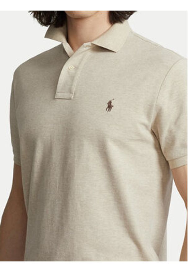 Polo Ralph Lauren Polo 710536856215 Beżowy Slim Fit. Typ kołnierza: polo. Kolor: beżowy. Materiał: bawełna