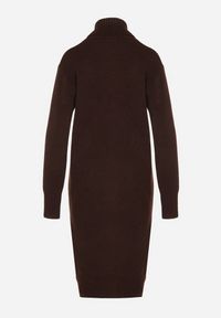 Born2be - Brązowa Dzianinowa Sukienka z Bawełną o Prostym Kroju z Golfem Tesala. Okazja: do pracy, na spotkanie biznesowe. Typ kołnierza: golf. Kolor: brązowy. Materiał: bawełna, dzianina. Wzór: jednolity. Typ sukienki: proste. Styl: biznesowy, klasyczny #3