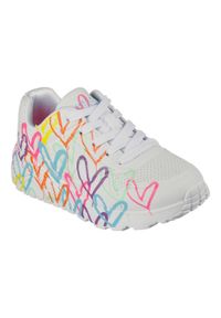 skechers - Buty do chodzenia dla dzieci Skechers Uno Lite Spread The Love. Zapięcie: sznurówki. Kolor: biały. Materiał: syntetyk, tkanina, materiał. Szerokość cholewki: normalna. Sport: turystyka piesza