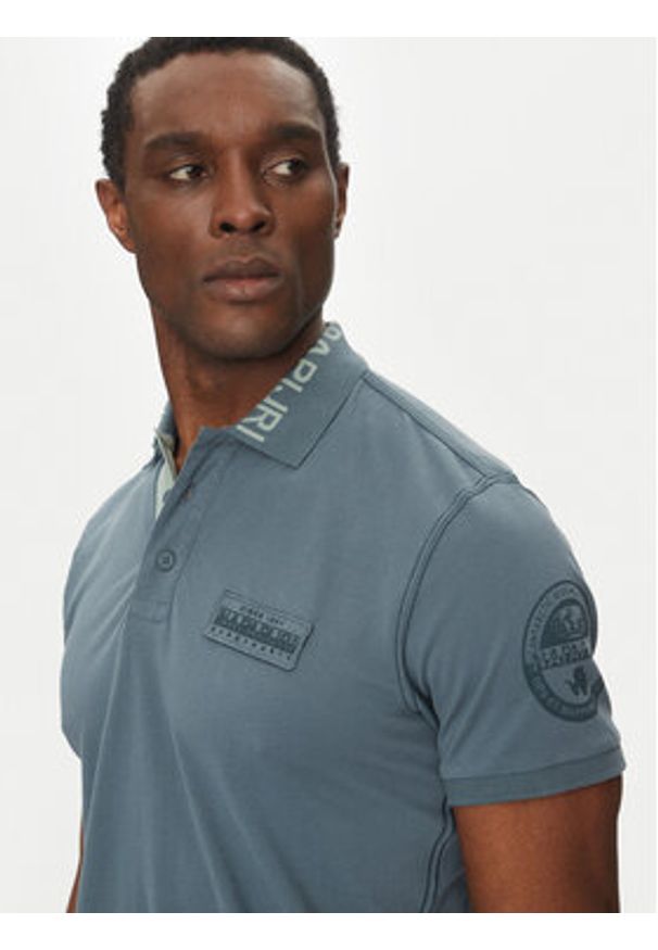 Napapijri Polo E-Amundsen NP0A4IN9 Niebieski Regular Fit. Typ kołnierza: polo. Kolor: niebieski. Materiał: bawełna