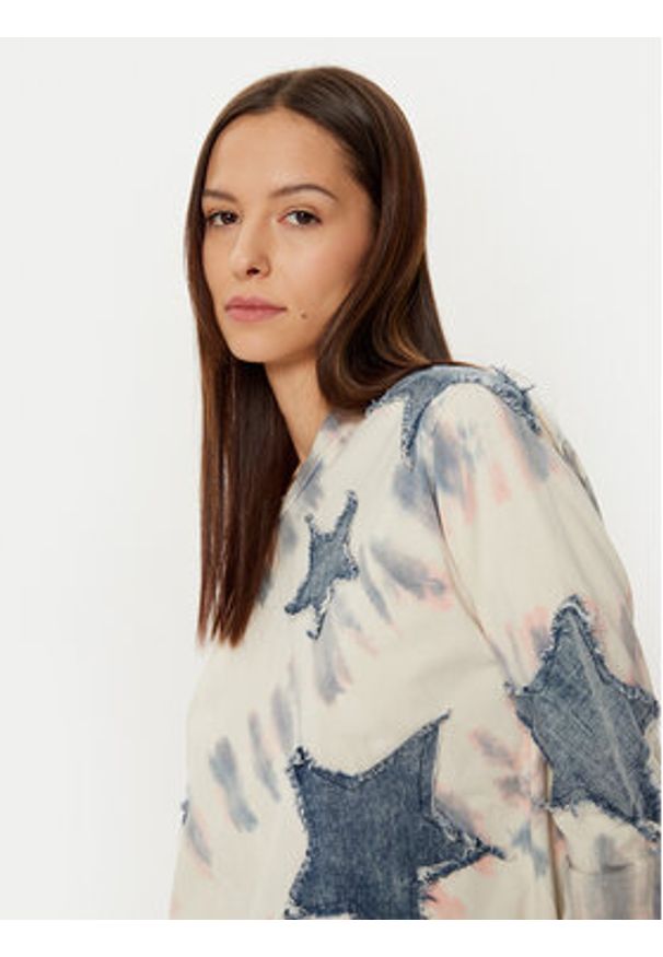 One Teaspoon Bluza Denim Star 26795C Beżowy Relaxed Fit. Kolor: beżowy. Materiał: bawełna