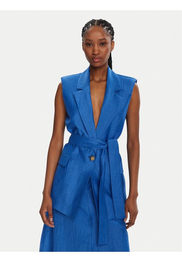 KAOS Kamizelka RP1MR063 Niebieski Regular Fit. Kolor: niebieski. Materiał: len