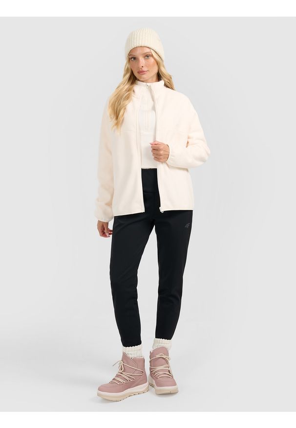 4f - 4F Polar ze stójką oversize damski - biały XL. Typ kołnierza: kołnierzyk stójkowy. Kolor: biały. Materiał: polar