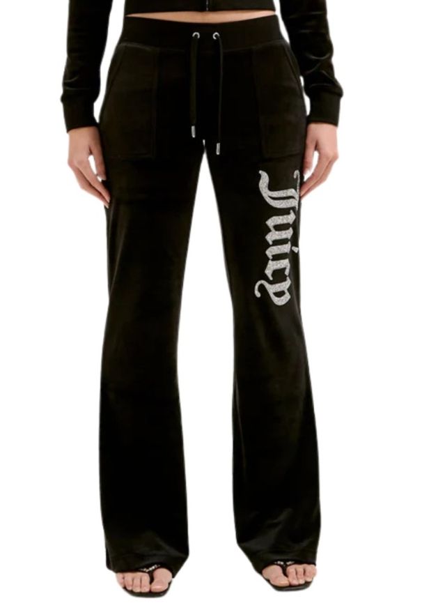 Juicy Couture - JUICY COUTURE Czarne damskie spodnie dresowe Layla Caviar Trackpant, Rozmiar XS. Kolor: czarny. Materiał: dresówka