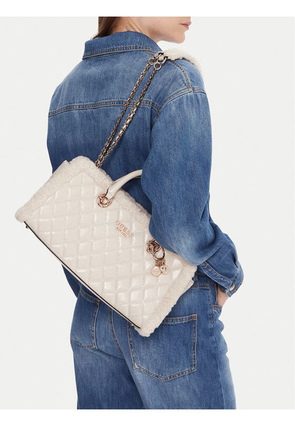 Guess Torebka Cristi HWTG81 39090 Écru. Kolor: kremowy. Materiał: skórzane