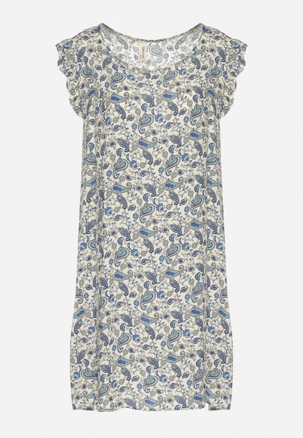 Born2be - Niebieska Rozkloszowana Sukienka Bawełniana bez Rękawów w Wzór Paisley Tullio. Okazja: na co dzień. Kolor: niebieski. Materiał: bawełna. Długość rękawa: bez rękawów. Wzór: paisley. Styl: casual, elegancki