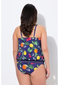 ULLA POPKEN - Damskie Tankini owoce miękkie miseczki ramiączka z regulacją. Kolekcja: plus size. Kolor: niebieski. Materiał: poliester, elastan, poliamid, materiał