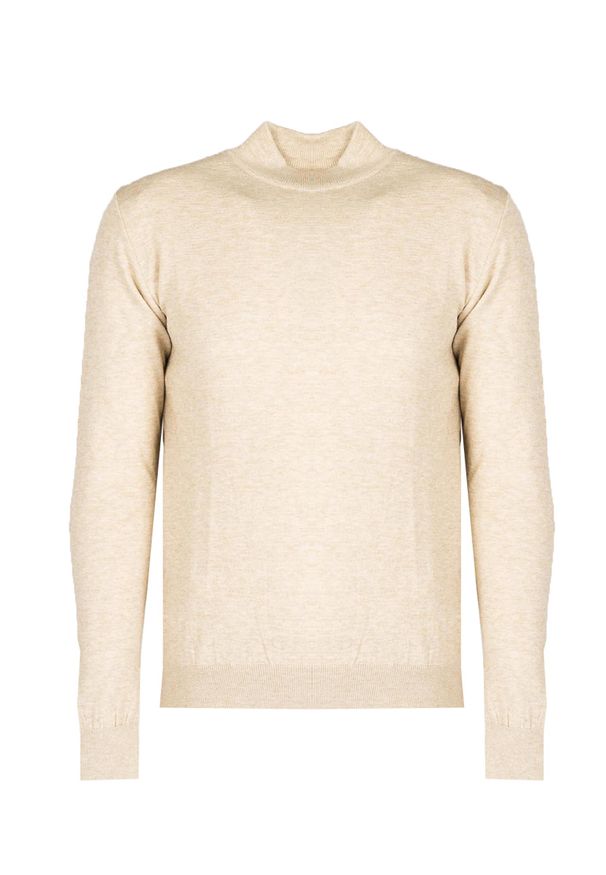 Takeshy Kurosawa Sweter "Lupetto" | 83389 | Lupetto | Mężczyzna | Beżowy. Okazja: na co dzień. Kolor: beżowy. Materiał: poliester, wiskoza, poliamid. Wzór: aplikacja. Styl: casual