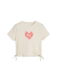 Koszulka Puma Flaming Love Knotted Tee T-Shirt G Dzieci. Kolor: biały, wielokolorowy, beżowy