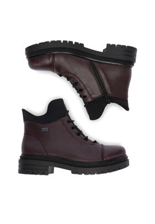 Rieker Trzewiki Y3163-35 Bordowy. Kolor: czerwony. Materiał: skóra, materiał