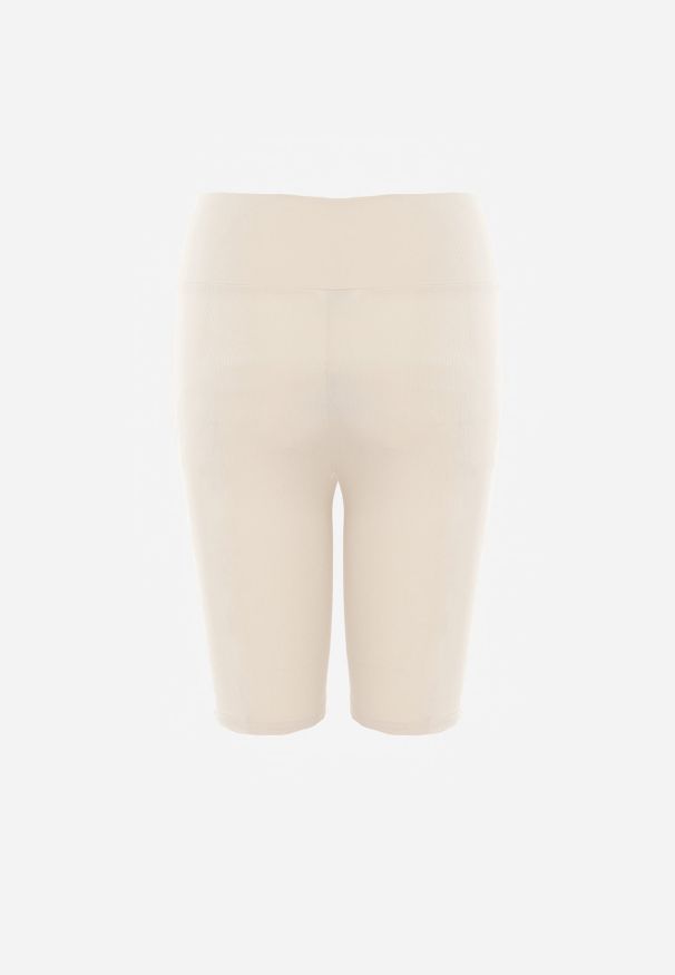 Renee - Jasnobeżowe Kolarki Hysali. Okazja: na co dzień. Stan: podwyższony. Kolor: beżowy. Materiał: materiał, prążkowany, dzianina. Długość: krótkie. Styl: sportowy, casual