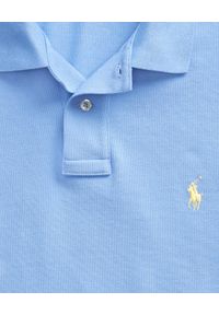 Ralph Lauren - RALPH LAUREN - Niebieska koszulka Mesh Slim Fit. Typ kołnierza: polo. Kolor: niebieski. Materiał: mesh. Długość: długie. Wzór: haft #3