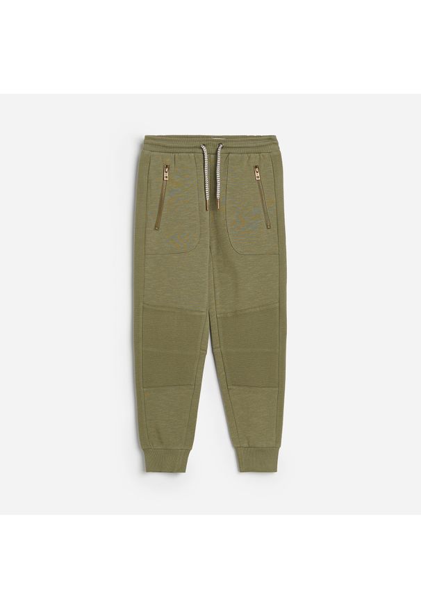 Reserved - Bawełniane spodnie dresowe - Zielony. Kolor: zielony. Materiał: bawełna, dresówka