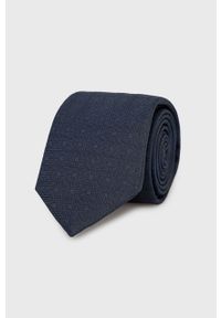 Hugo - HUGO krawat jedwabny kolor granatowy. Kolor: niebieski. Materiał: jedwab