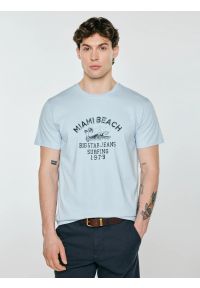 Big-Star - Koszulka męska z kontrastowym nadrukiem błękitna Fors 400. Kolor: niebieski. Materiał: dzianina. Wzór: nadruk. Sezon: lato. Styl: klasyczny, wakacyjny #1