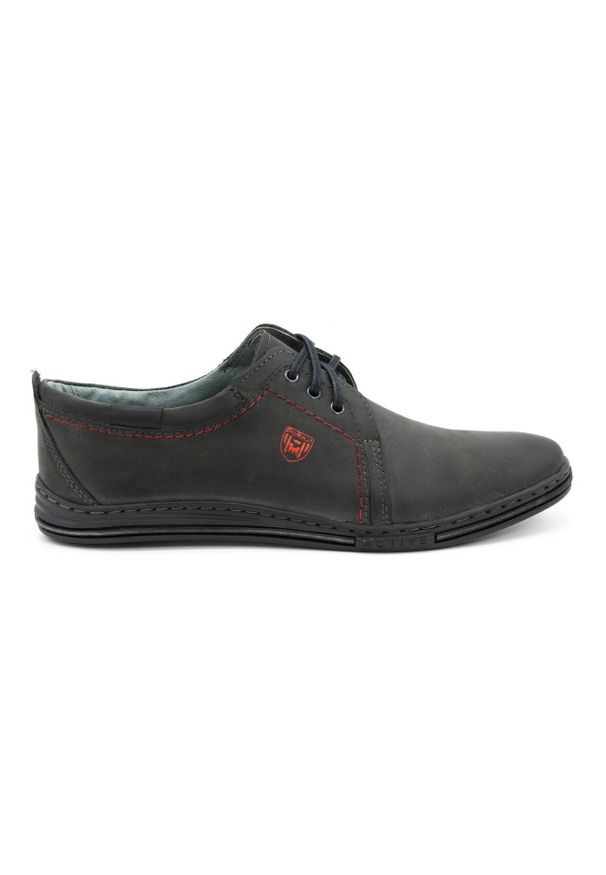Polbut Skórzane buty męskie 343 szare. Kolor: szary. Materiał: skóra. Sezon: jesień, wiosna. Styl: sportowy