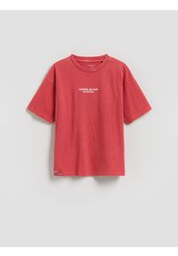 Reserved - Bawełniany t-shirt - czerwony. Kolor: czerwony. Materiał: bawełna #1