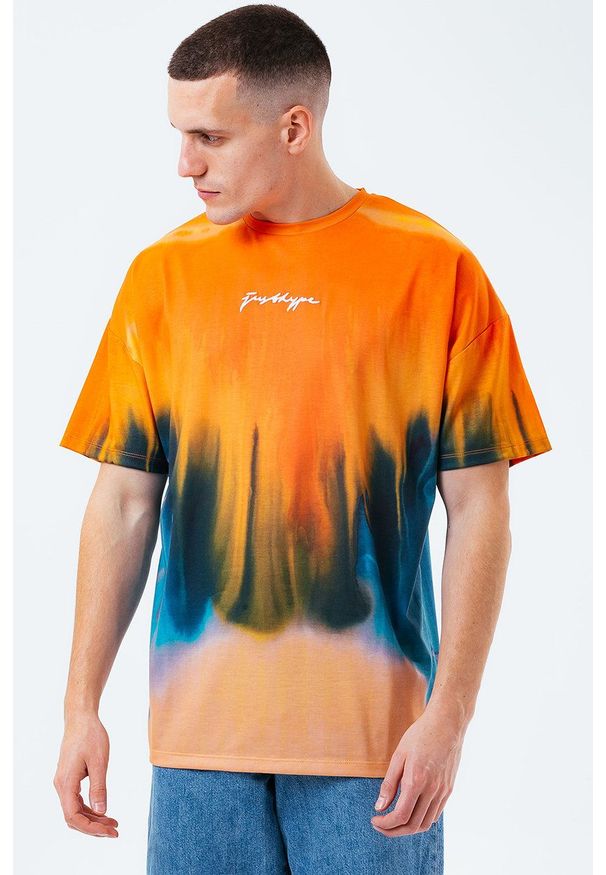 Hype T-shirt męski wzorzysty. Okazja: na co dzień. Materiał: dzianina. Styl: casual