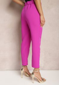 Renee - Fioletowe Spodnie z Paskiem Eudeaa. Kolor: fioletowy. Materiał: materiał. Długość: długie. Wzór: jednolity. Styl: elegancki