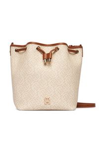 TOMMY HILFIGER - Tommy Hilfiger Torebka Th Monoplay Bucket Le AW0AW18847 Beżowy. Kolor: beżowy. Materiał: skórzane #6