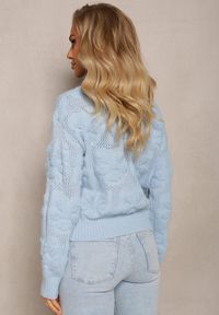 Renee - Jasnoniebieski Sweter z Wełną i Bawełną z Pluszowymi Wstawkami Alrua. Kolor: niebieski. Materiał: bawełna, wełna. Sezon: jesień, zima #5