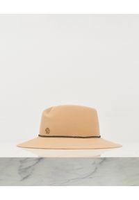 MAISON MICHEL PARIS - Beżowy kapelusz Virginie. Kolor: beżowy. Materiał: lakier. Wzór: aplikacja