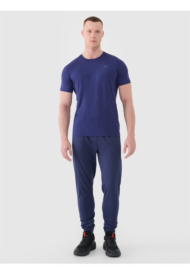 4f - 4F Spodnie treningowe szybkoschnące męskie - granatowe 3XL. Kolor: niebieski. Materiał: materiał, syntetyk, dresówka, dzianina, włókno, elastan. Wzór: ze splotem, jednolity. Sport: fitness