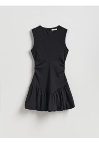 Reserved - Sukienka mini typu bombka - czarny. Kolor: czarny. Materiał: dzianina, bawełna. Typ sukienki: bombki. Długość: mini #1