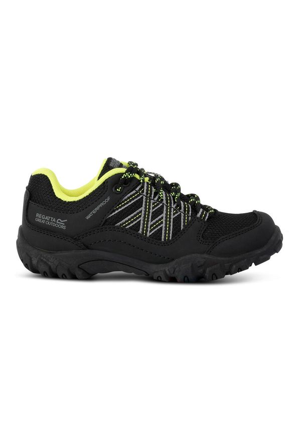 Regatta - Dziecięce Buty Trekkingowe Edgepoint Low. Kolor: czarny, zielony, wielokolorowy, żółty. Sport: turystyka piesza