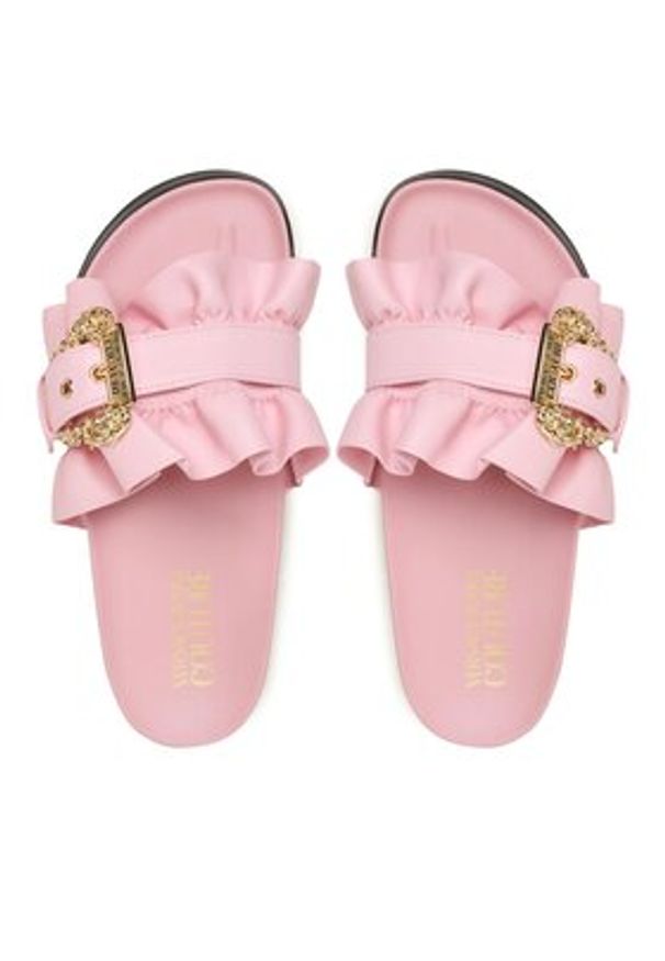 Versace Jeans Couture Klapki 74VA3SM5 71570 Różowy. Kolor: różowy. Materiał: skóra