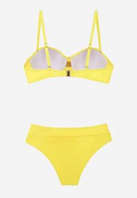 Renee - Żółte Bikini Dwuczęściowe z Ozdobnym Węzłem i Odpinanymi Ramiączkami Azaeryra. Kolekcja: plus size. Kolor: żółty. Wzór: geometria #5