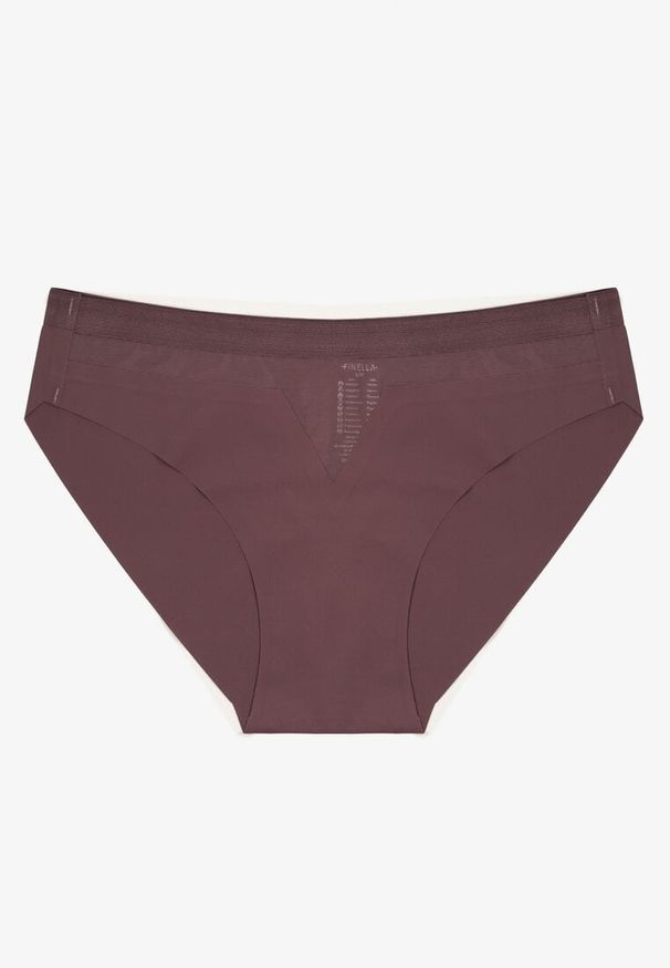 Renee - Ciemnofioletowe Majtki Bezszwowe Ozdobione Geometrycznym Wzorem Navlinne. Kolor: fioletowy. Materiał: jeans. Wzór: geometria, aplikacja