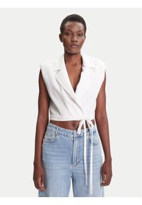ACCESS FASHION Kamizelka 53-1028-195 Biały Slim Fit. Kolor: biały. Materiał: wiskoza