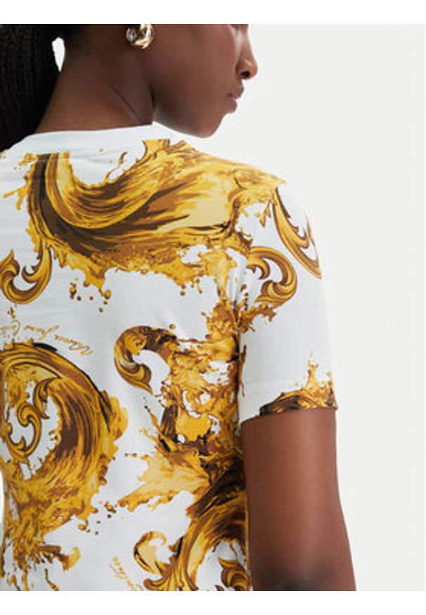 Versace Jeans Couture T-Shirt 80HAH608 JS553 Biały Regular Fit. Kolor: biały. Materiał: bawełna