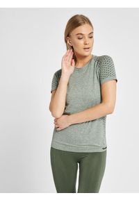 Koszulka fitness damska Hummel CI bezszwowa. Kolor: zielony, wielokolorowy, brązowy. Sport: fitness