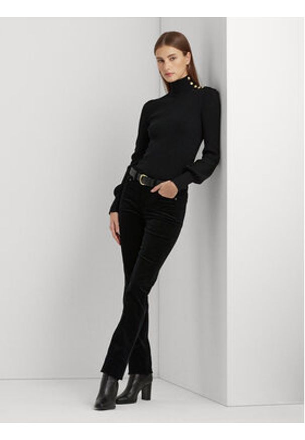 Lauren Ralph Lauren Golf 200882214001 Czarny Slim Fit. Typ kołnierza: golf. Kolor: czarny. Materiał: bawełna