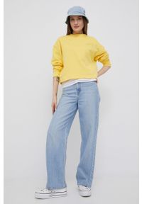 Tommy Jeans Bluza damska kolor żółty z aplikacją. Okazja: na co dzień. Kolor: żółty. Materiał: dzianina. Długość rękawa: długi rękaw. Długość: długie. Wzór: aplikacja. Styl: casual
