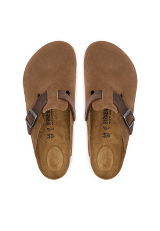 Birkenstock Klapki Boston 1030667 Brązowy. Kolor: brązowy. Materiał: zamsz, skóra