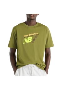 Koszulka męska New Balance Classic Tri-Logo MT61N1YVGEE - zielona. Kolor: zielony. Materiał: dresówka, bawełna #1