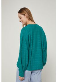 medicine - Medicine bluzka bawełniana damska kolor zielony gładka. Kolor: zielony. Materiał: bawełna. Długość: krótkie. Wzór: gładki #5
