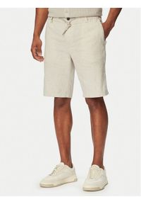 BOSS Szorty materiałowe 50559178 Szary Regular Fit. Kolor: szary. Materiał: len #1