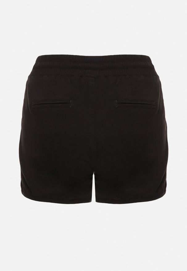 Born2be - Czarne Bawełniane Szorty z Gumką w Talii Cazorea. Okazja: na co dzień. Kolor: czarny. Materiał: bawełna. Sezon: lato. Styl: elegancki, casual