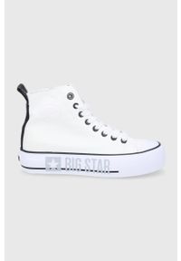 Big-Star - Big Star Trampki damskie kolor biały. Nosek buta: okrągły. Zapięcie: sznurówki. Kolor: biały. Materiał: guma. Szerokość cholewki: normalna. Obcas: na platformie #1