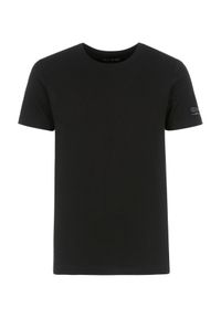 Ochnik - Czarny basic T-shirt męski z logo. Kolor: czarny. Materiał: bawełna. Długość: krótkie