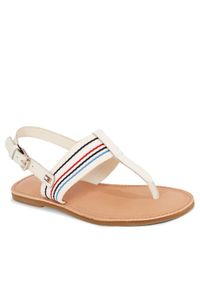 TOMMY HILFIGER - Tommy Hilfiger Sandały Flat Sandal Stripes FW0FW07924 Beżowy. Kolor: beżowy