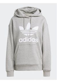 Adidas - adidas Bluza Trefoil Hoodie IB7437 Szary Regular Fit. Kolor: szary. Materiał: bawełna