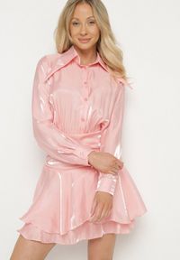 Born2be - Różowa Sukienka z Wiskozy o Koszulowym Kroju z Falbankami Liova. Typ kołnierza: kołnierz z falbankami. Kolor: różowy. Materiał: wiskoza. Typ sukienki: koszulowe #3
