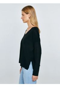 Big-Star - Sweter damski z wiskozy czarny Faustii 906. Okazja: na co dzień. Kolor: czarny. Materiał: wiskoza. Styl: elegancki, casual