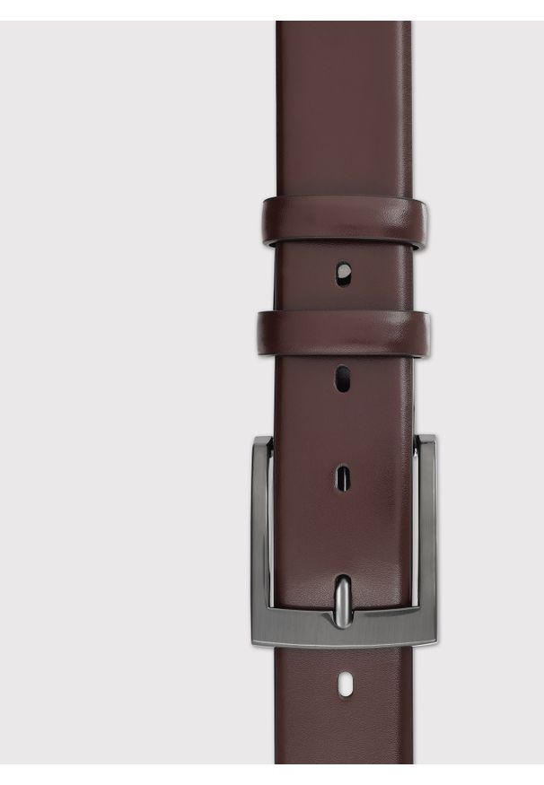 Pako Lorente - PAKO LORENTE - Ciemnobrązowy skórzany pasek męski. Kolor: czarny, brązowy. Materiał: skóra